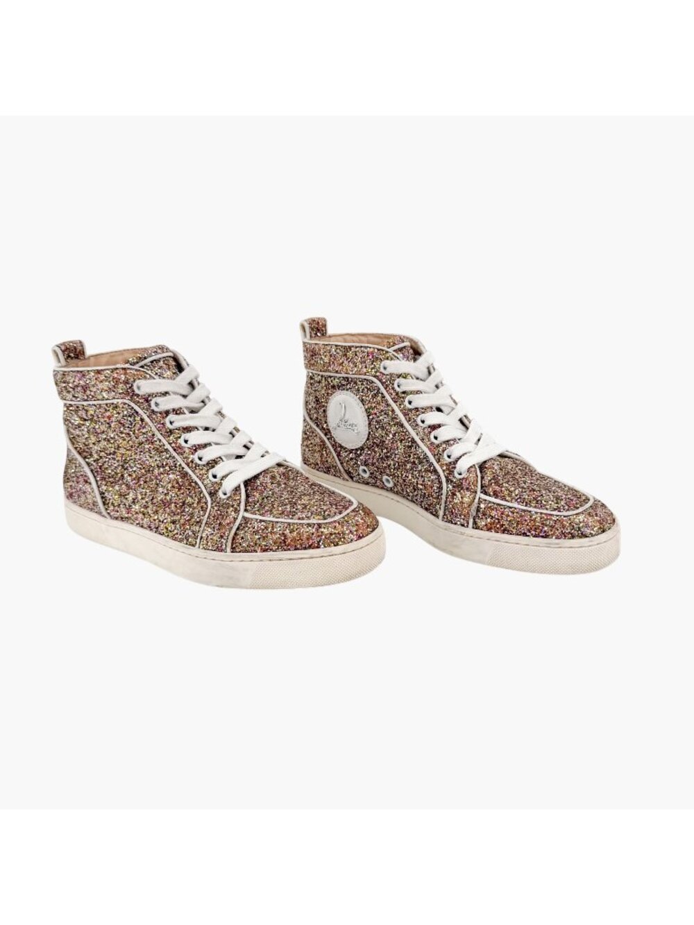 Christian Louboutin Rantus Orlato Glitter High Top Sneakers Size 38 US 8 Women's